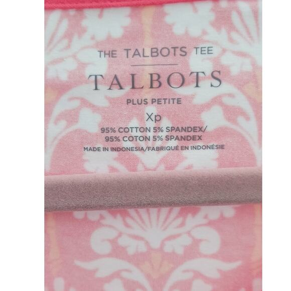 Talbots The Talbots Tee Women's Sz XP Orange White V Neck Short Sleeve Soft Knit - Picture 2 of 11